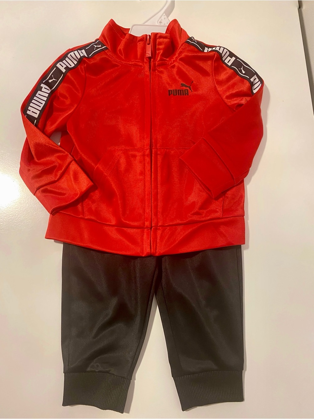 Puma 2-Piece Matching Set - Size 6-9 Months - Red Track Jacket with Black Pant